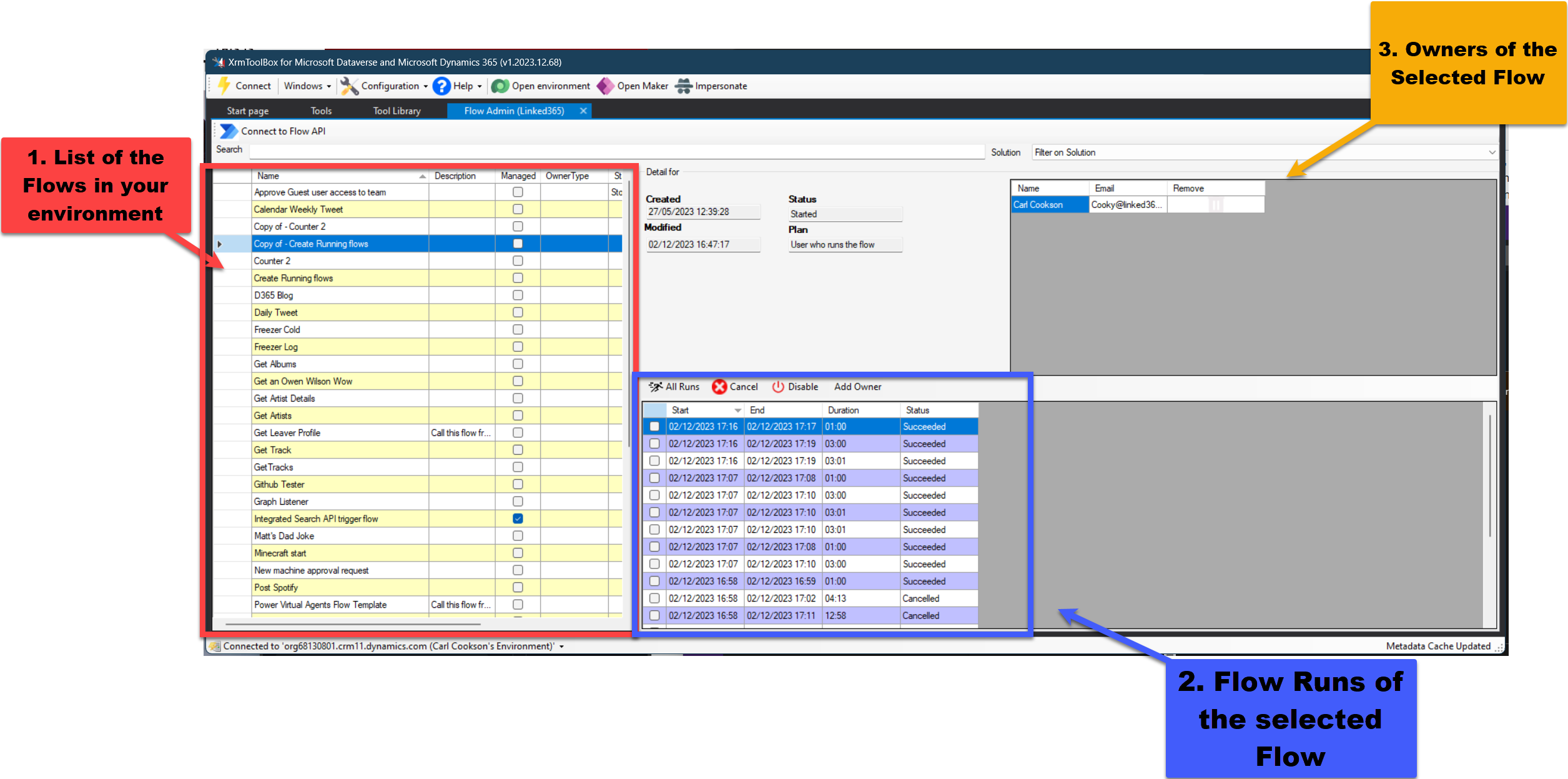 Image showing the main screen of Flow Admin Tool