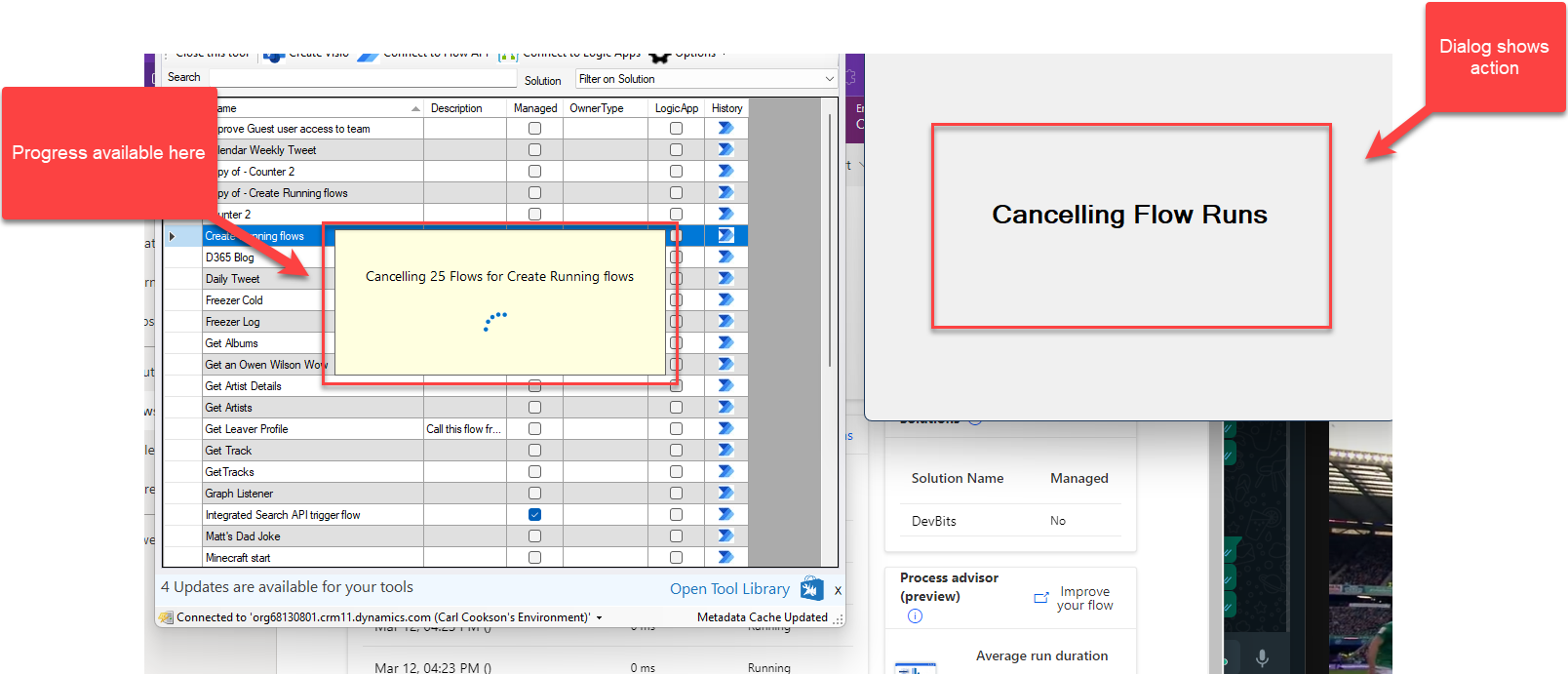 Image showing cancelling flow progress
